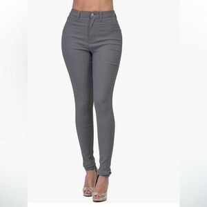 LOVER BRAND High-Waisted Stretch Skinny Jeans in Gray SMALL